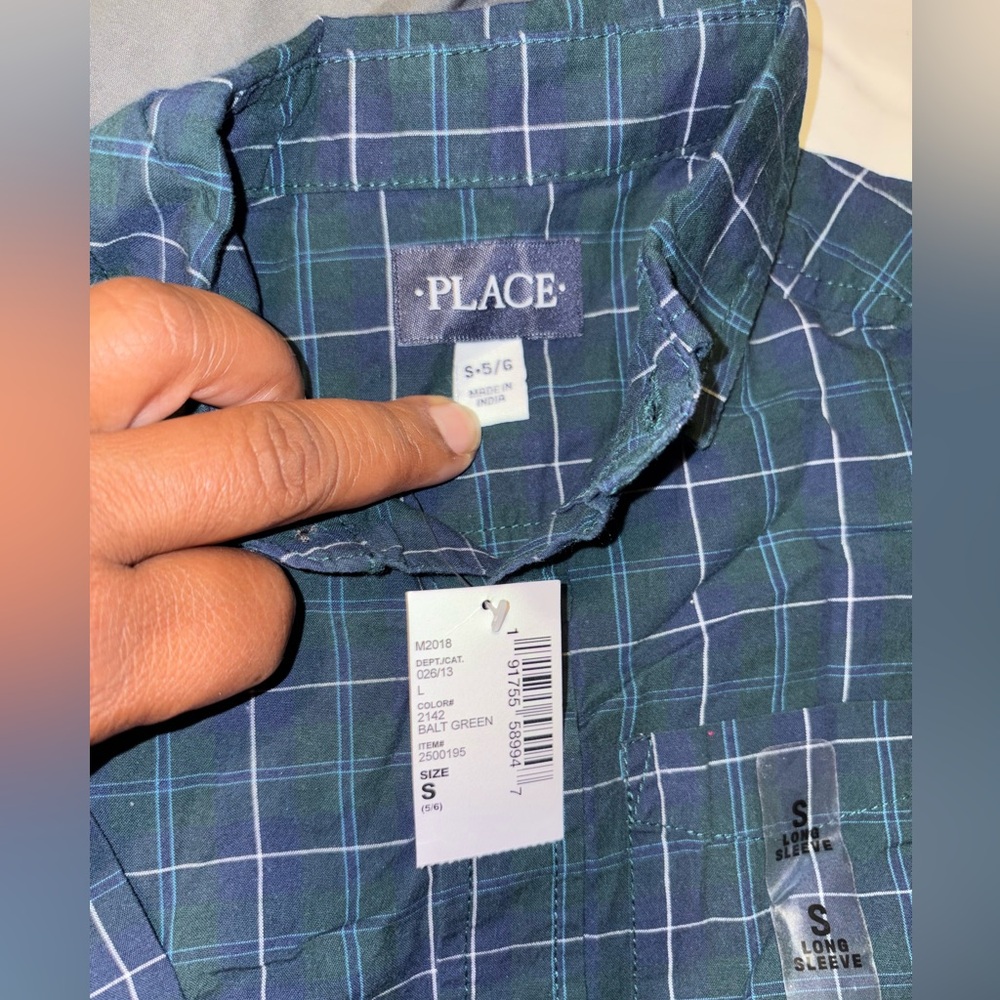 The Children’s Place Navy and White Checkered Shirt